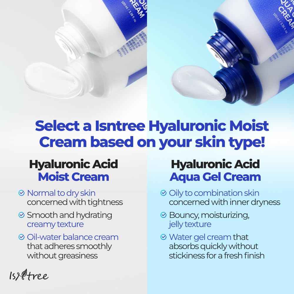 ISNTREE Hyaluronic Acid Moist Cream 100ml, 3.38 fl.oz | Korean Skincare | Deep Hydration for Dry Skin | Balances Oil & Moisture | Lightweight & Non-Greasy | Fragrance-Free