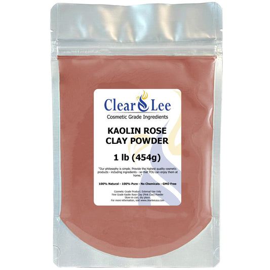 ClearLee Kaolin Rose Pink Clay Cosmetic Grade Powder - 100% Pure Natural Powder - Great For Skin Detox, Rejuvenation, and More - Heal Damaged Skin - DIY Clay Face Mask (1 lb)