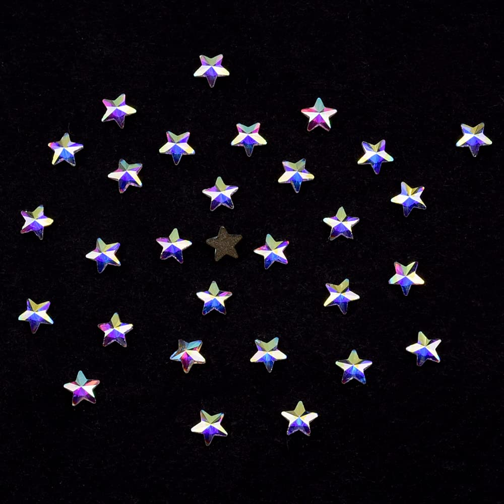 Tisslan 100pcs Ab Nail Rhinestones Moon Star Design Shape Crystal Gemstones for Nail Art Designer Tech Charms Material Supply