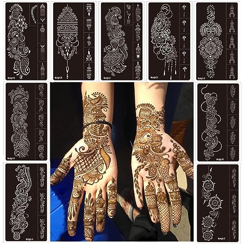 9 Sheet Henna Tattoo Stencils - Reusable Templates