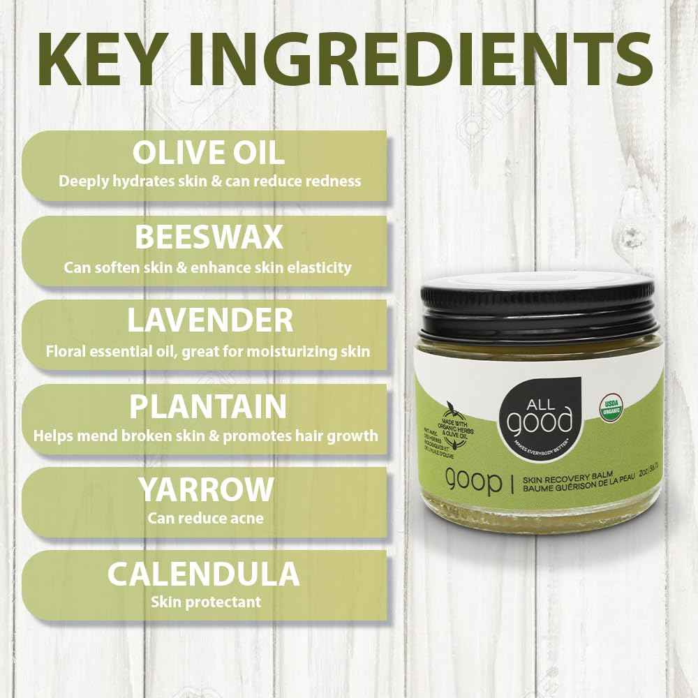 All Good Goop Organic Skin Care Recovery Balm - All Purpose Ointment w/Calendula, Lavender, Beeswax - Chafing Cream, Dry Skin Salve, Cracking Lip Moisturizer - Soothes, Hydrates & Calms - 2oz, 2-pack