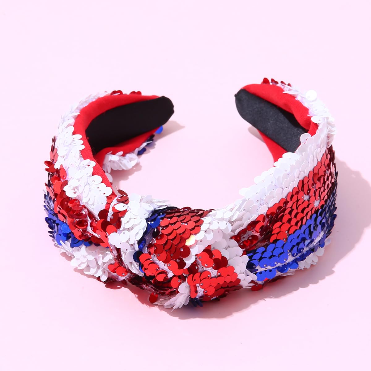 CULHEITE American Flag Headband Independence Day Glitter Sequin Headband Women Knotted Patriotic Hair Band Holiday Fashion Hair Accessories for Women Girls