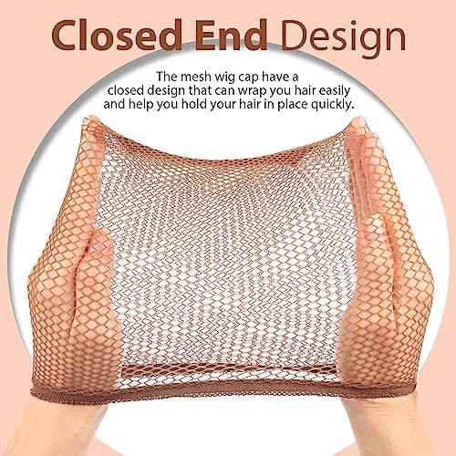 Fandamei Wig Cap, 6PCS Wig Caps for Women Kids Brown, Mesh Wig Cap Net, Closed End Hair Nets, Nylon Hair Net for Wigs for Halloween Rave Party Cosplay