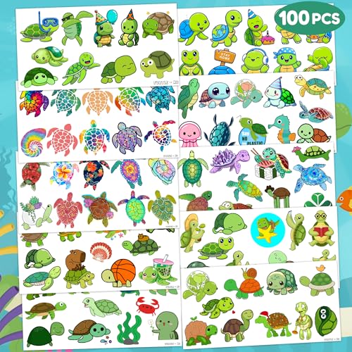 Sea Turtle Temporary Tattoos - 10 Sheets 105 PCS Party