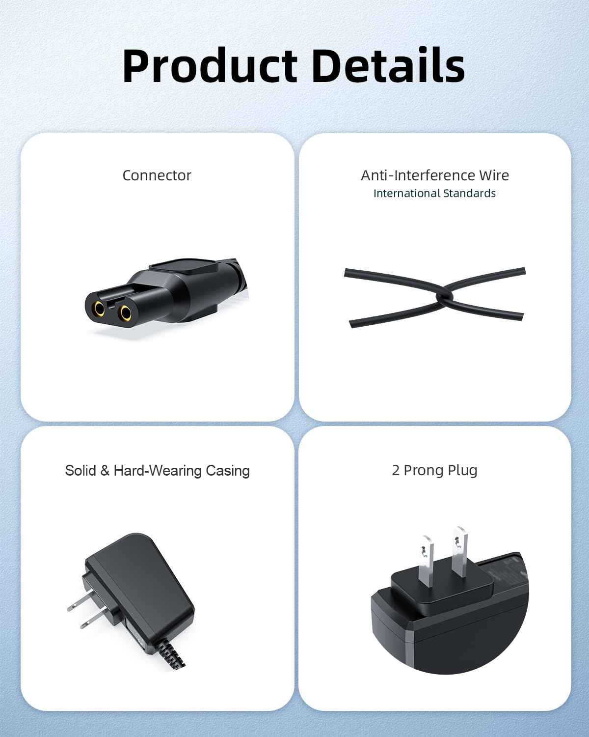 15V 6Ft Charger Cord Fit for Philips Norelco HQ8505 - (Older Model) Series 6000 7000 9000, BG7030 BG7040 BG5025 S9987, Multigroom MG5750 MG7750 MG7790, Fit for Phillips Shaver Electric Razor Trimmer