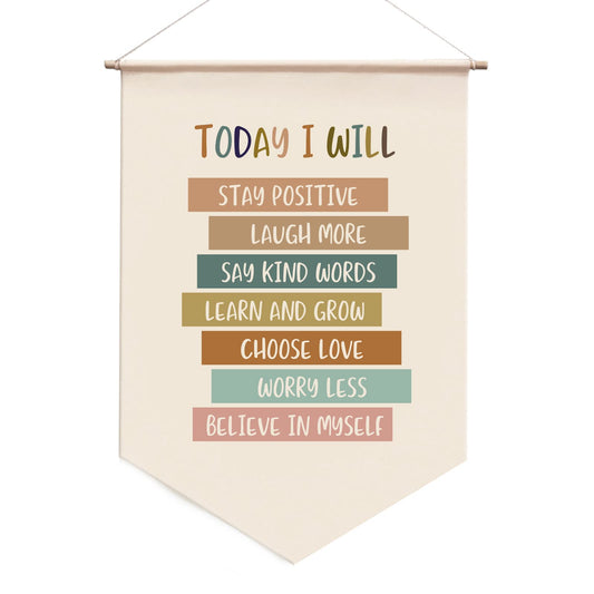 Today I Will Be Positive Quote Hanging Banner, Kids Wall Art, Classroom Wall Decor, Kids Positive Banner Art, Classroom Wall Hanging, Affirmation Banner, Education Banner, 17.5x11.5 inch