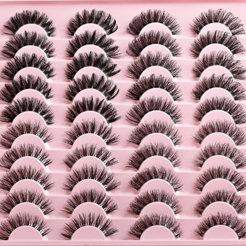 Wispy Cat Eye False Eyelashes, 20 Pairs, Clear Band