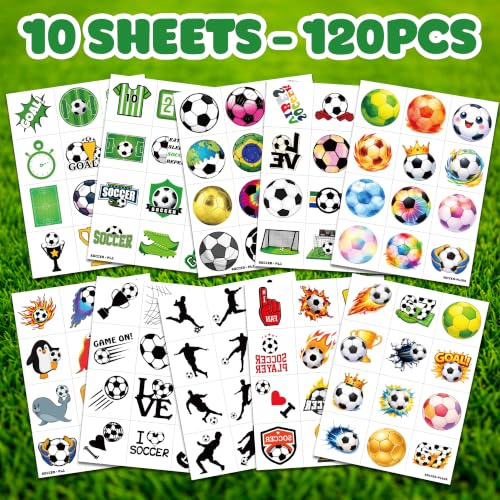 120 PCS Soccer Temporary Tattoos for Kids - Party Favors
