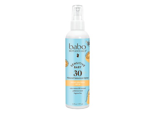 Babo Botanicals Sensitive Baby Mineral Sunscreen Spray SPF30 - Natural Zinc Oxide - Non-Aerosol – Face & Body - Fragrance-Free - Water Resistant - For Babies & Kids