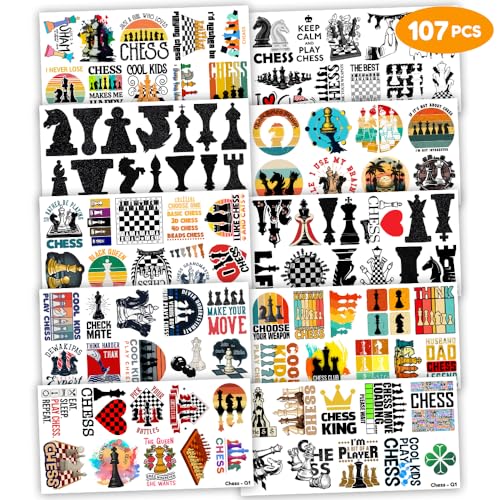 107 PCS Chess Temporary Tattoos for Kids - Waterproof
