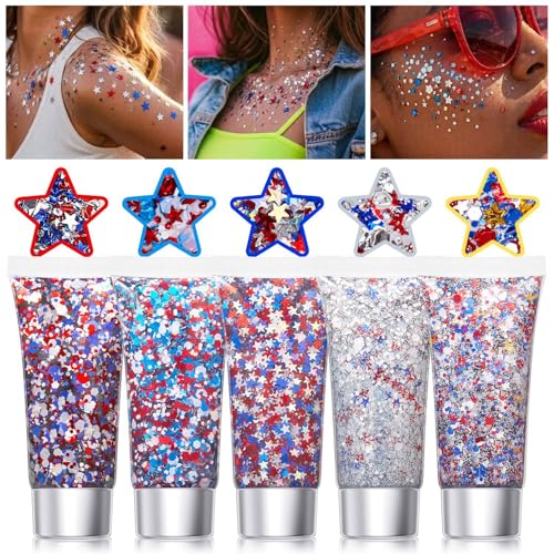 4th of July Body Glitter Stick - Red White Blue, 2 Pack