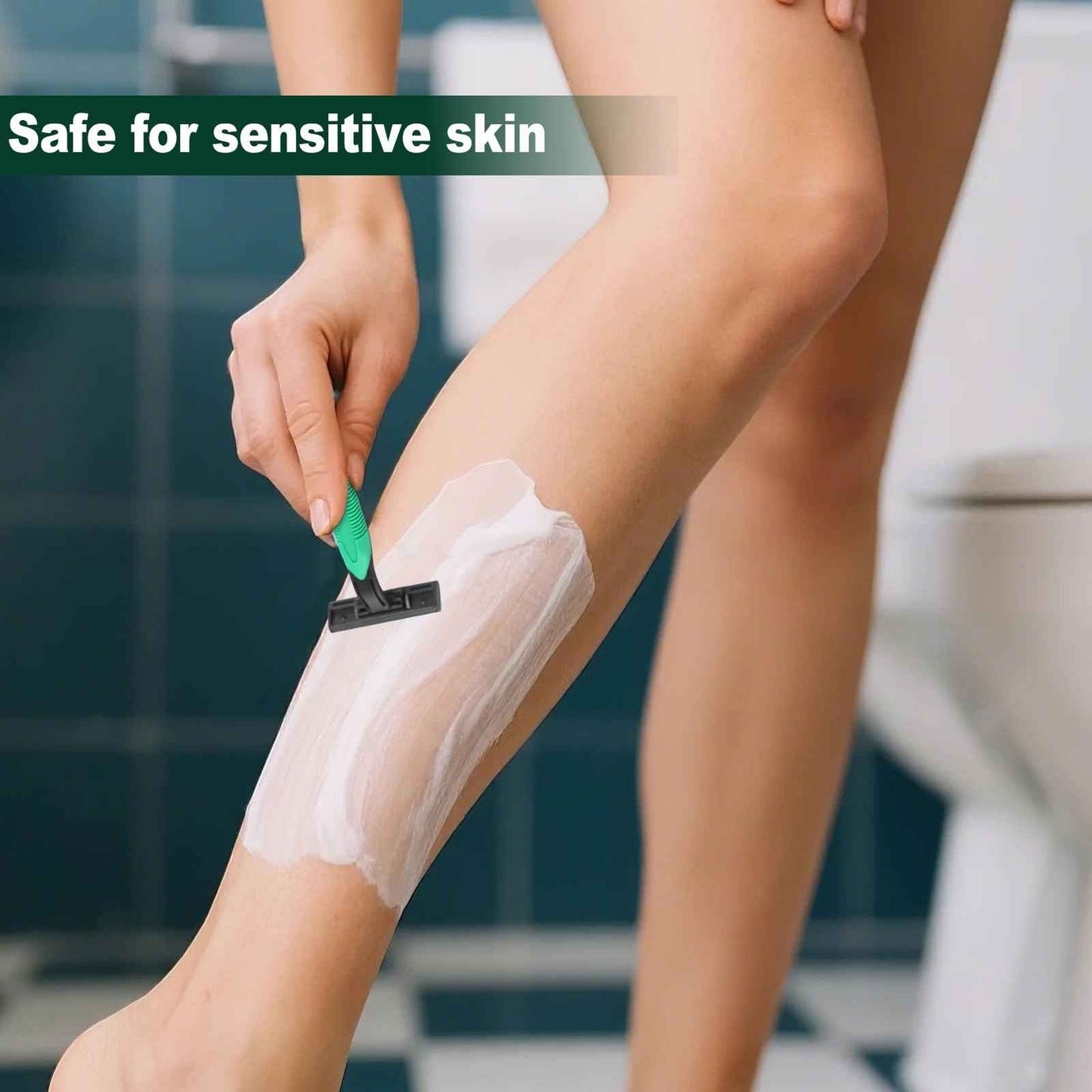 Fafortune Disposable Twin Blade Razors in Bulk, Individually Wrapped - Clear Safety Cap, For Homeless, Hotel, Airbnb, Travel (pack of 100,green)