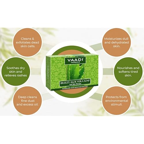 Vaadi Herbals Aloe Vera Soap 75 Grams (10.6 Ounces(Pack of 4 X 75 Grams))