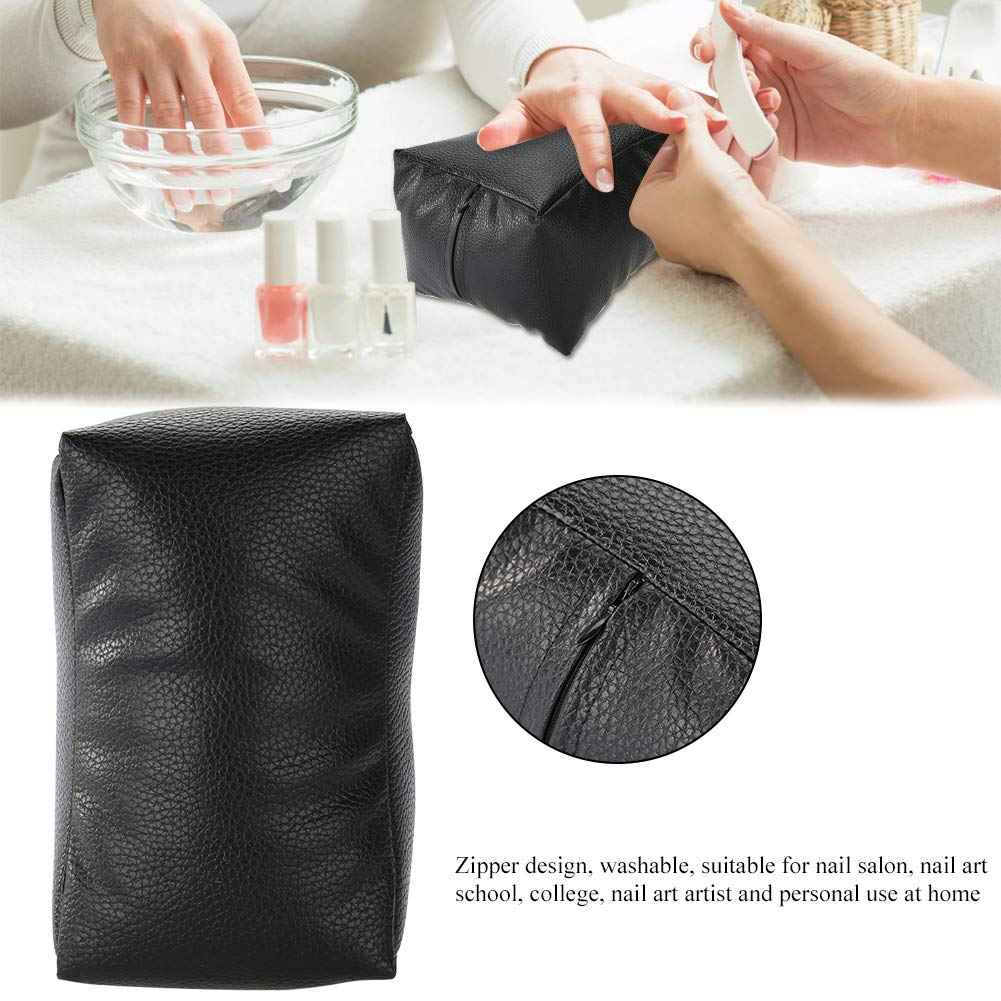 Hand Rest Cushion Pillow Nail Art Design, Hand Pillow Washable Soft PU Arm Rest Cushion Manicure Tool Salon Beauty Accessory (black)