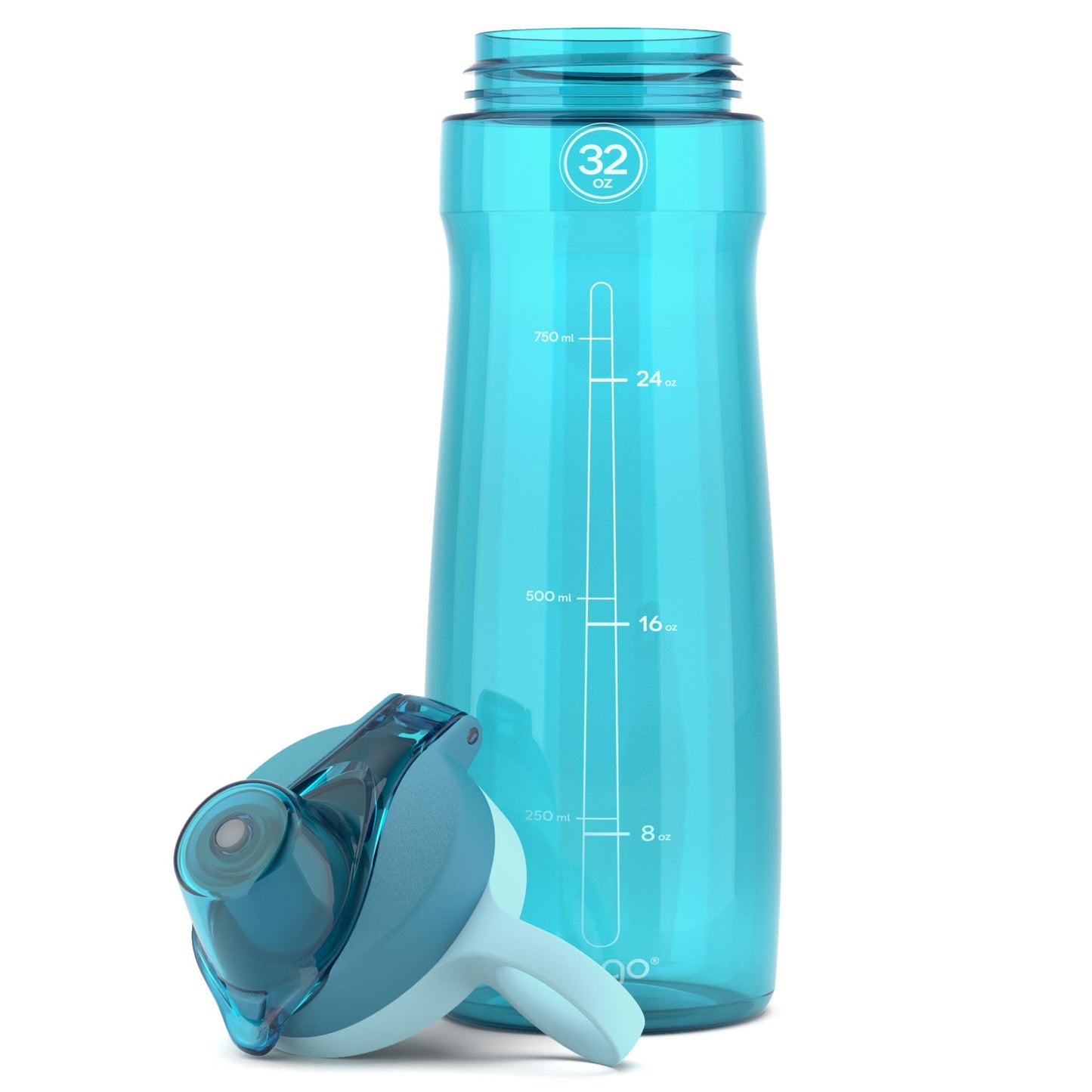 Pogo BPA-Free Plastic Water Bottle with Chug Lid, Blue Atoll, 32 oz.