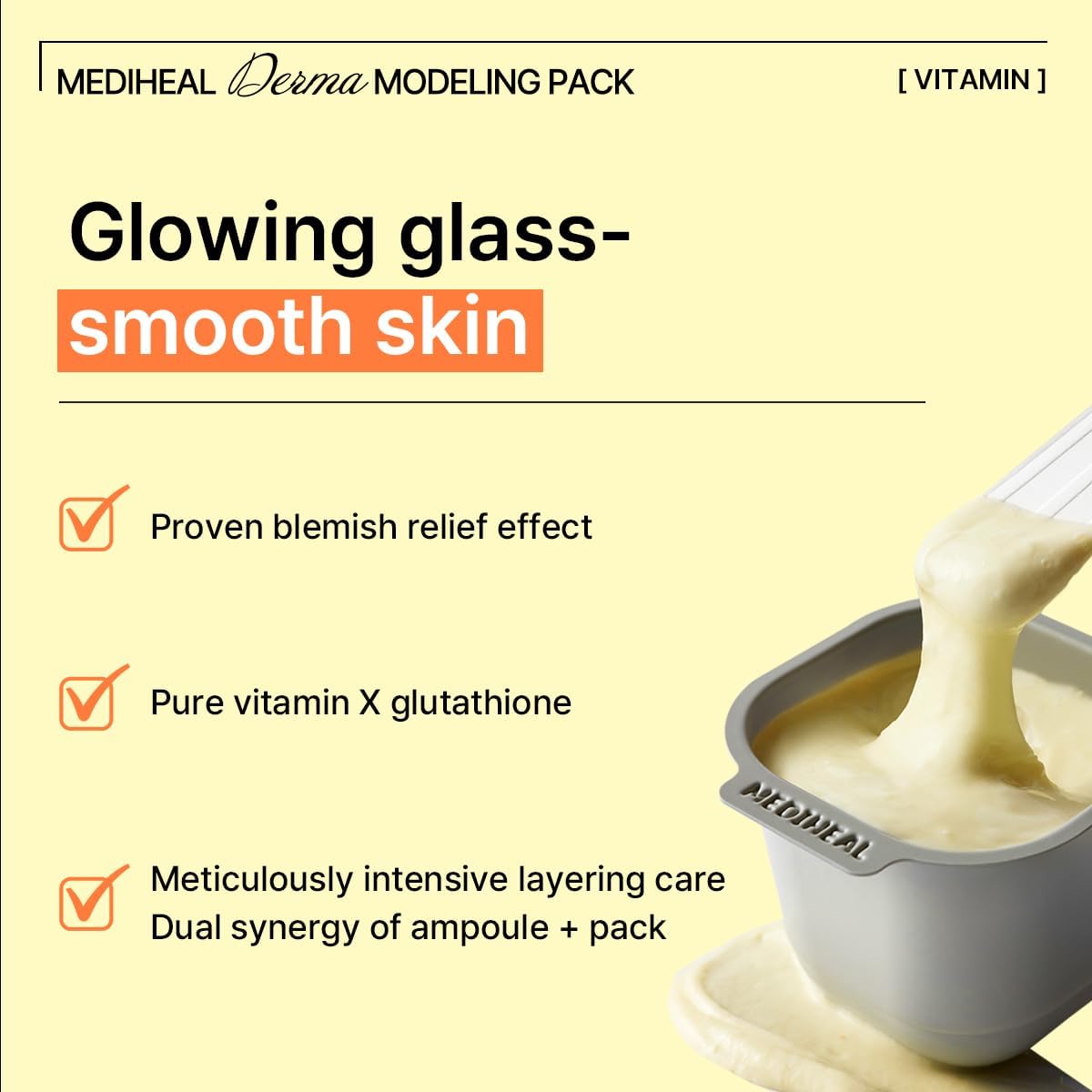 Mediheal Derma Modeling Pack (Vitamin) - Brightening Care For Smooth Skin - Easy DIY Home Spa Kits, Hydrating Icy Jelly Mask For Skin Refreshment