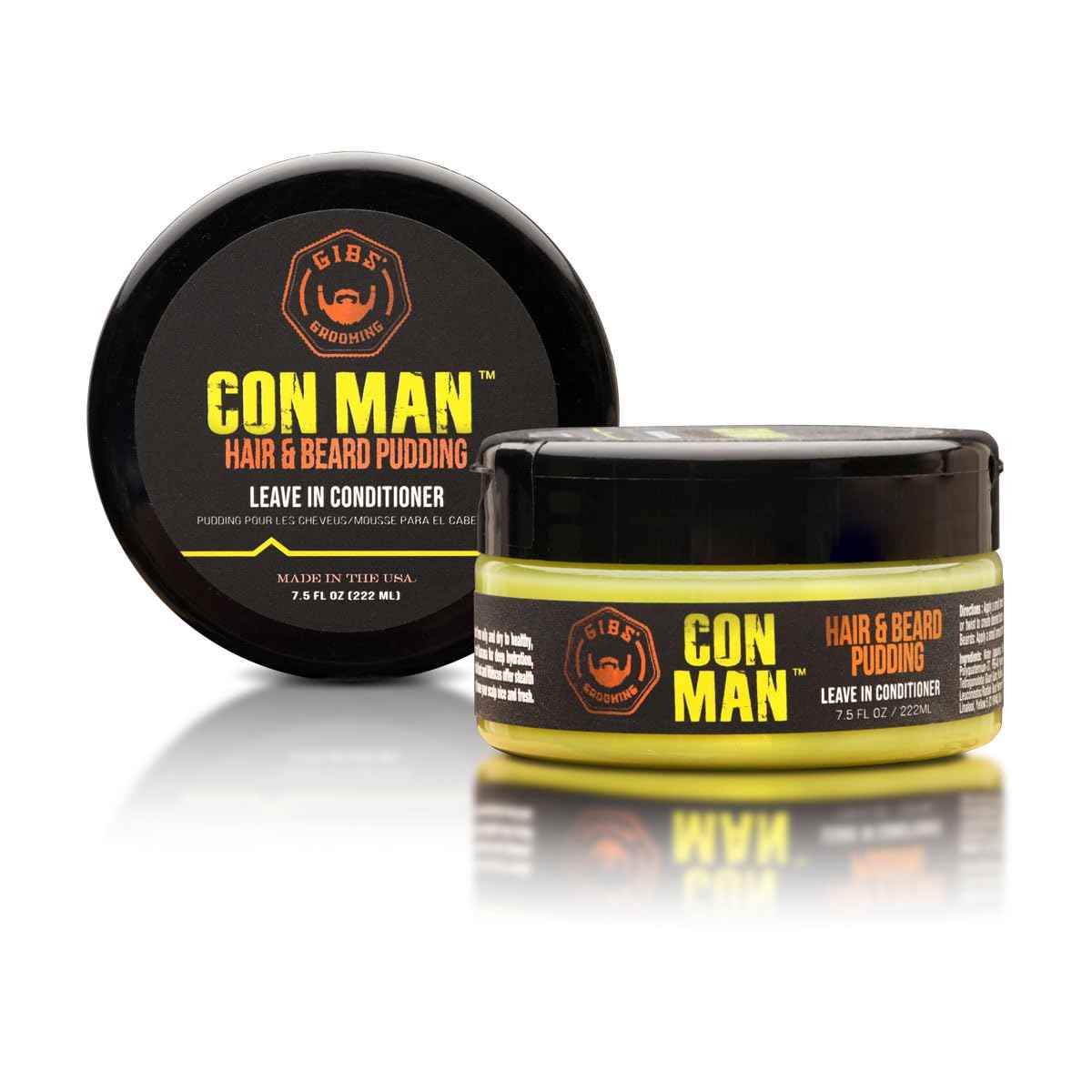 GIBS Con Man Hair & Beard Pudding - Leave-In Conditioner, Curl Definer,Green 7.5 Fl oz