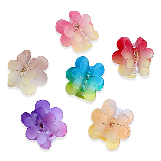 Fuyunohi 6 Colors Flower Clips, Medium Size Hair Claws Flower Hair Accessories Jaw Clips for Hair Cute Claw Clips for Women Thin Hair with Gift Box