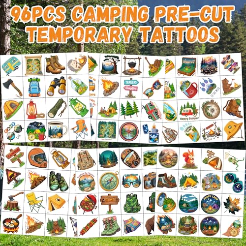 96 Camping Temporary Tattoos - Adventure Party Favors