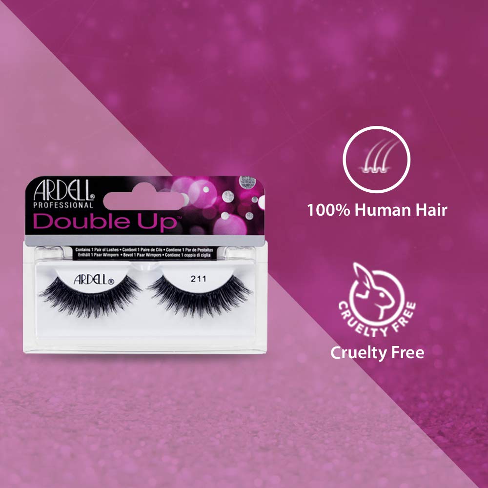 Ardell False Eyelashes Double up 211, Delicate Feminine Aura effect, 4 pack