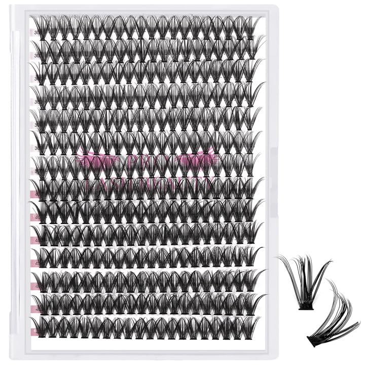 280 Pcs Individual Lashes 30D+40D Mixed Lash Clusters 14 Rows Cluster Lashes that Look Like Eyelash Extensions DIY Lash Extension Self Application At Home (30+40-C-10)