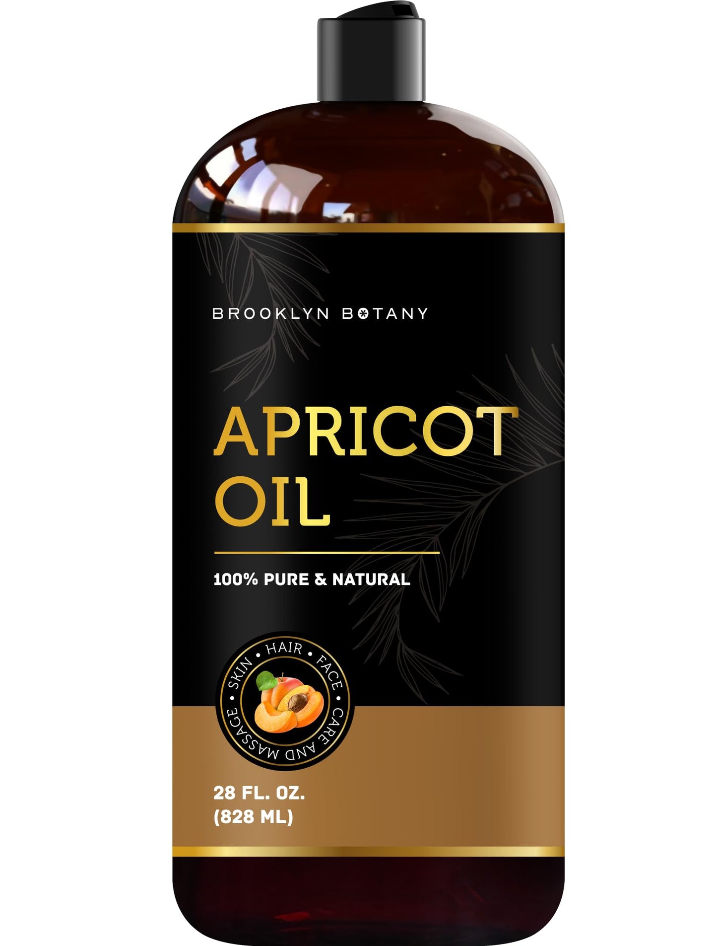 Brooklyn Botany Apricot Kernel Oil for Skin, Hair and Face – 100% Pure and Natural Body Oil and Hair Oil - Carrier Oil for Essential Oils, Aromatherapy and Massage Oil – 28 fl Oz