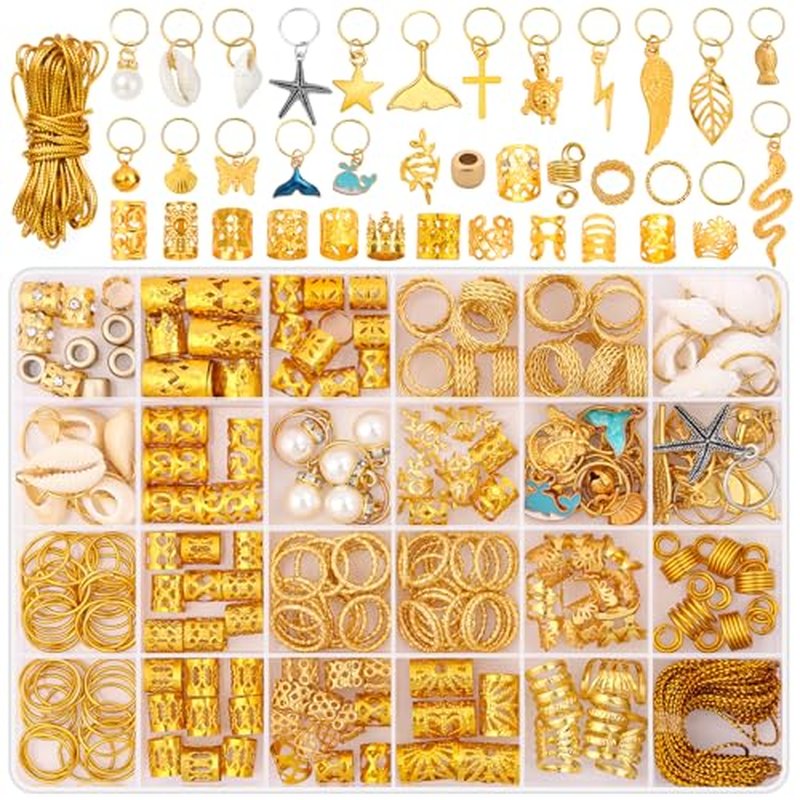 255 PCS Gold Hair Cuffs for Braids & Locs - 38 Styles