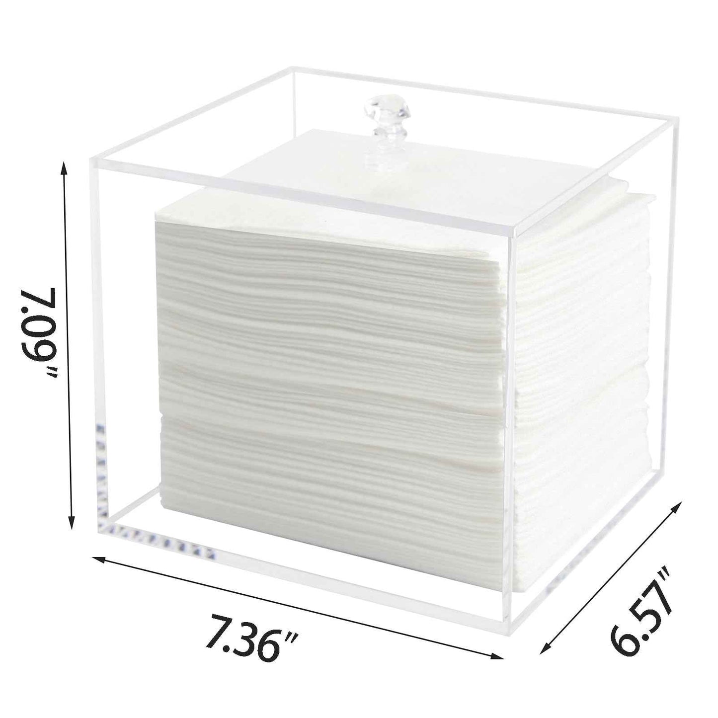 Weiai Face Towel Box, Acrylic Facial Disposable Towelettes Holder Container for XL Face Towels and Protects from Dust, Clear