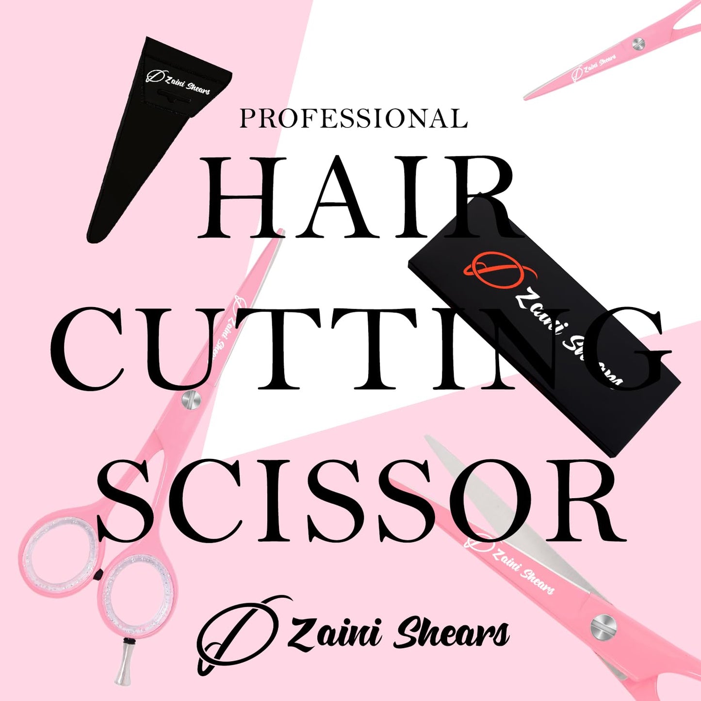 Zaini Shears Hair Cutting Scissors Extremely Sharp Right-Hand Razor Edge - 5.5” Overall Length,Made of 420c Japanese Stainless Steel Salon Scissors Professional Barber Haircut Scissors (pink, 5.5'')