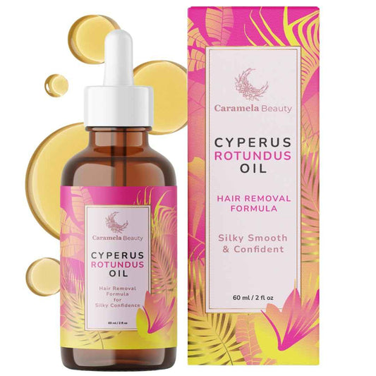 Caramela Beauty Cyperus Rotundus Oil - 60ml Natural Cyperus Rotundus Oil For Hair Removal, Moisturizing & Soothing Cyperus Oil For Reducing Body Hair Growth, Hair Removal Oil Ideal for All Skin Types