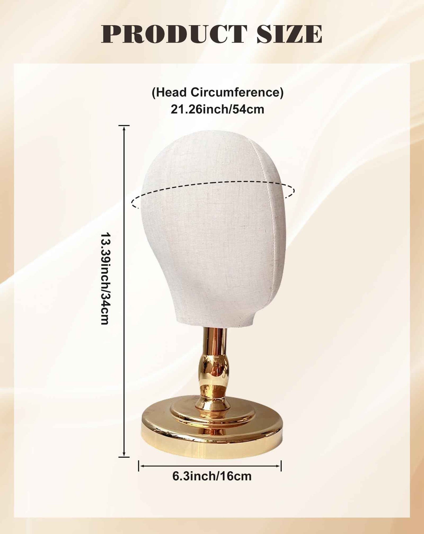 UnPinnable Wig Head Stand 21 Inch Mannequin Head Hat Stand Canvas Block Head Hat Mannequin Head Display Fabric Wig Holder Display Heads for Wigs, Hats, Caps, Headdress, Masks, Detachable Chrome Stand