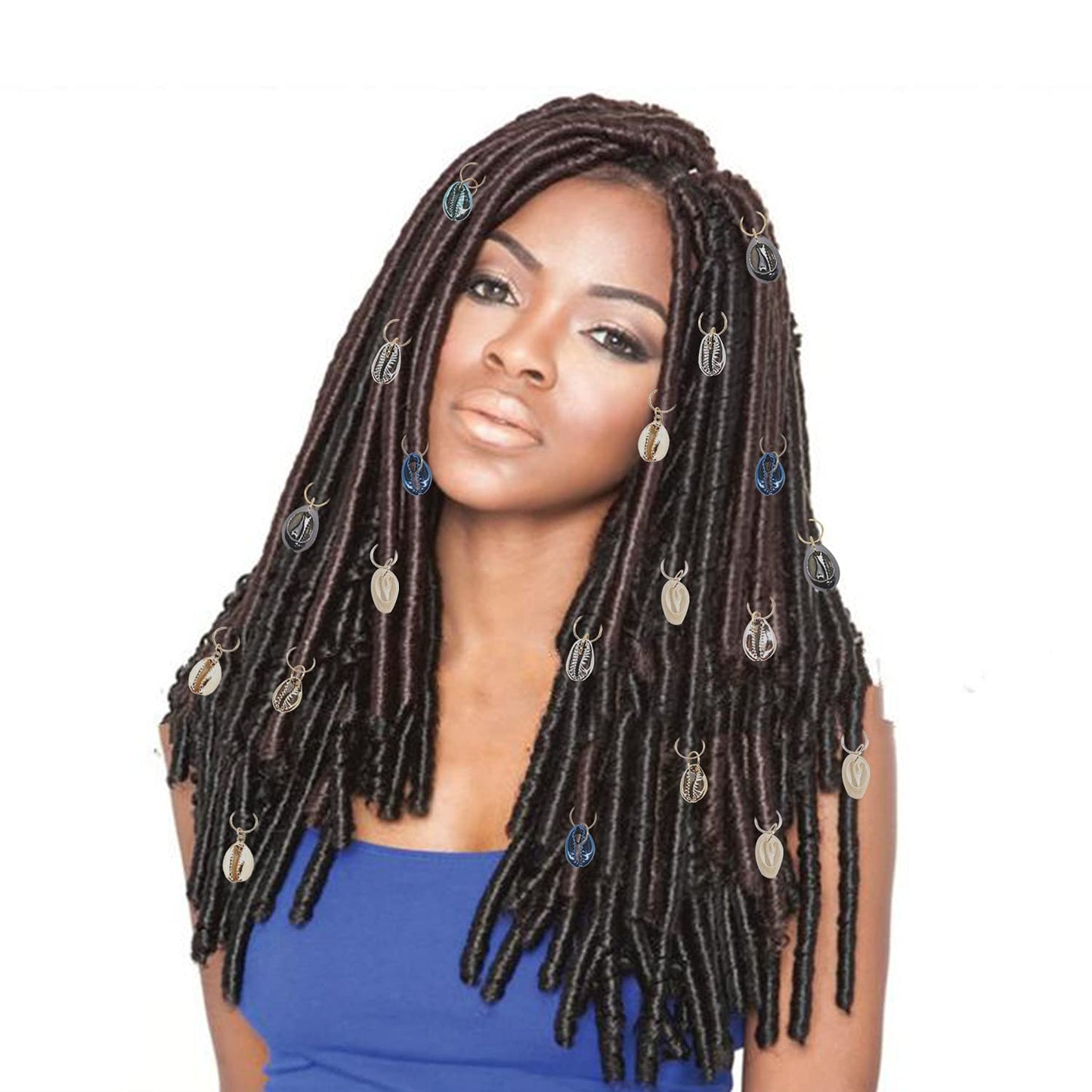 60 PCS Halloween Elements Dreadlock Pendant Set African Spring Pendant Hair Accessories Three-strand braid Dreadlock Hollow Hoop Hair Extension Clips Braiding Halloween Hair Decoration Clips