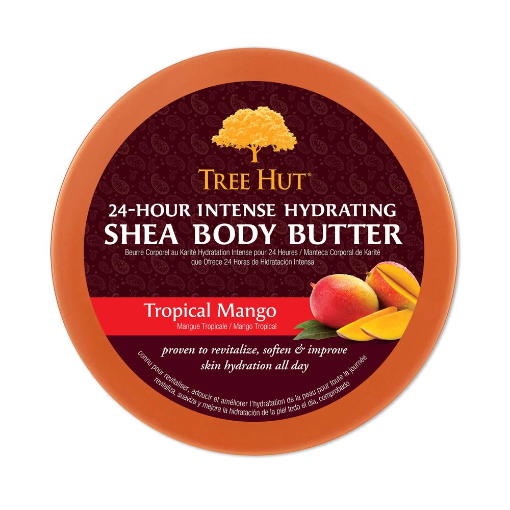 Tree Hut 24 Hour Intense Hydrating Shea Body Butter Tropical Mango, 7oz, Moisturizer with Pure Shea Butter for Nourishing Essential Body Care