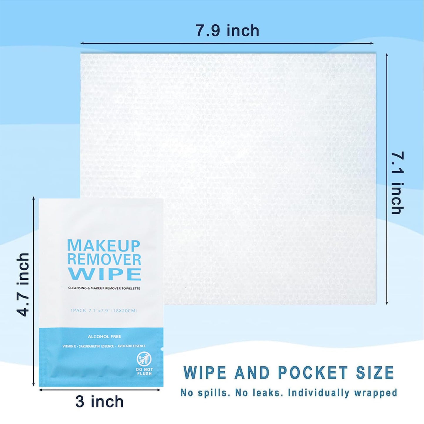 100 Pack Individual Makeup Remover Wipes, Makeup Remover Wipes Individually Wrapped Makeup Wipes Bulk Face Cleansing Wipes, Travel Makeup Remover Cloth for Travel Hotel Skin Care Face Cleansing