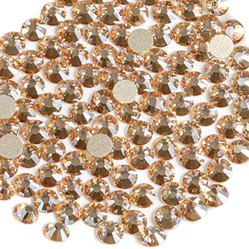 Beadsland 144 Pieces Flat Back Crystal Rhinestones Round Gems, Golden Shadow, SS40, 8.4-8.7mm