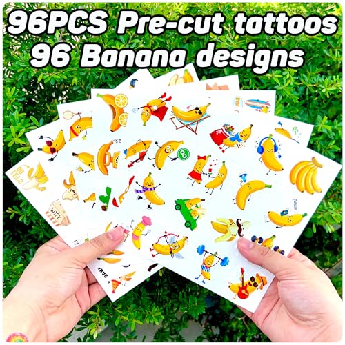 96 Banana Temporary Tattoos - Party Favors & Stickers