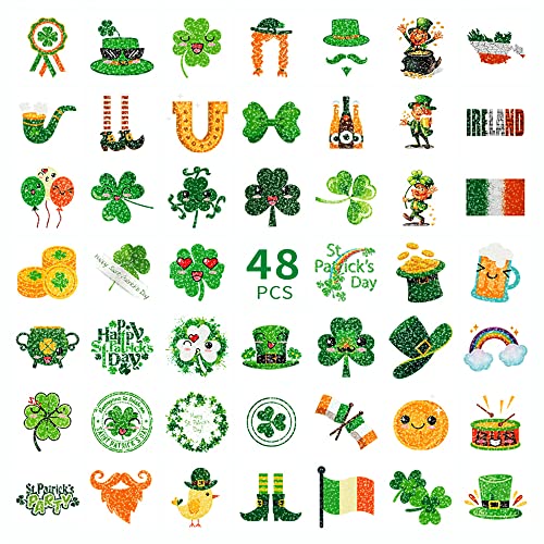 St Patrick's Day Glitter Temporary Tattoos, 48pcs