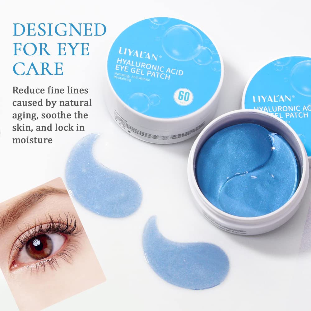 LIYALAN Hyaluronic Under Eye Patches for Dark Circles and Puffiness Eye Mask Skin Care Products Eye Patches for Puffy Eyes Beauty Under Eye for Women 60Pcs