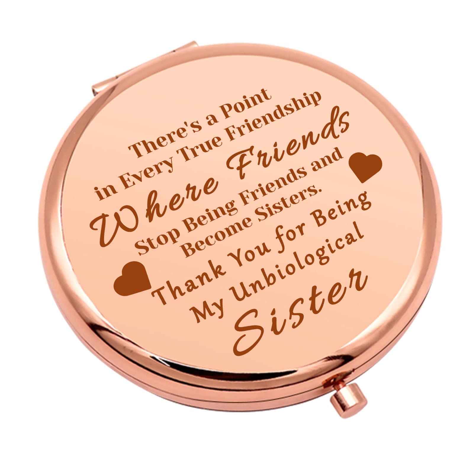 Friendship Gift for Women Inspirational Birthday Gifts for Women Compact Mirror for Girl Soul Sister Bestie Folding Makeup Mirror for BFF Best Friend Christmas Graduation Gifts