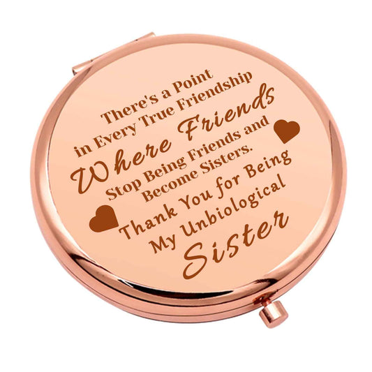 Friendship Gift for Women Inspirational Birthday Gifts for Women Compact Mirror for Girl Soul Sister Bestie Folding Makeup Mirror for BFF Best Friend Christmas Graduation Gifts