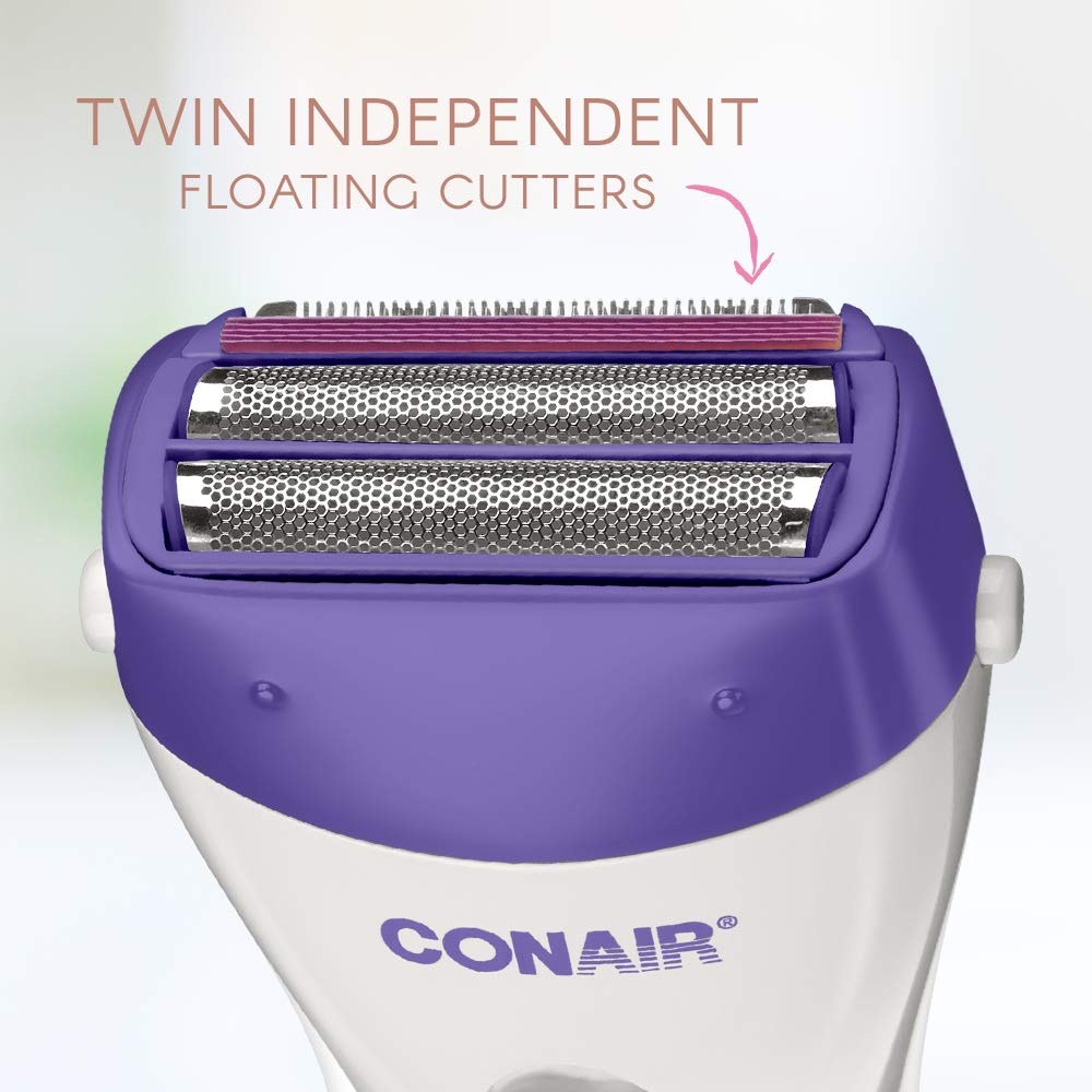 Conair Body and Facial Hair Removal for Women, Cordless Rechargeable Dual Foil Shaver & Trimmer, Perfect for Face, Ear/Nose, Eyebrows, Legs, and Bikini Lines