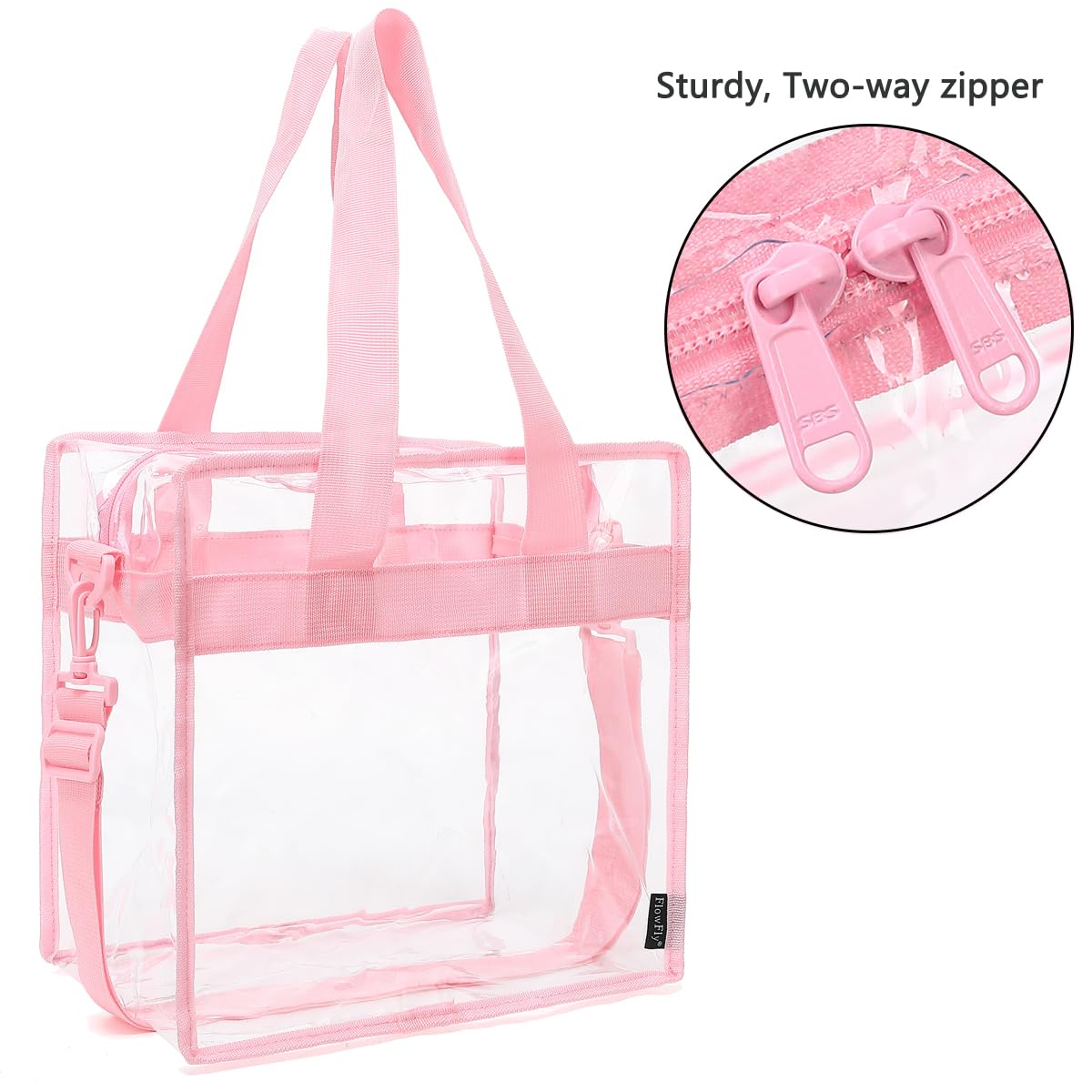 FlowFly Lunch Bag Tote Bag Lunch Organizer Lunch Holder Insulated Lunch Cooler Bag for Women/Men, Clear#Pink