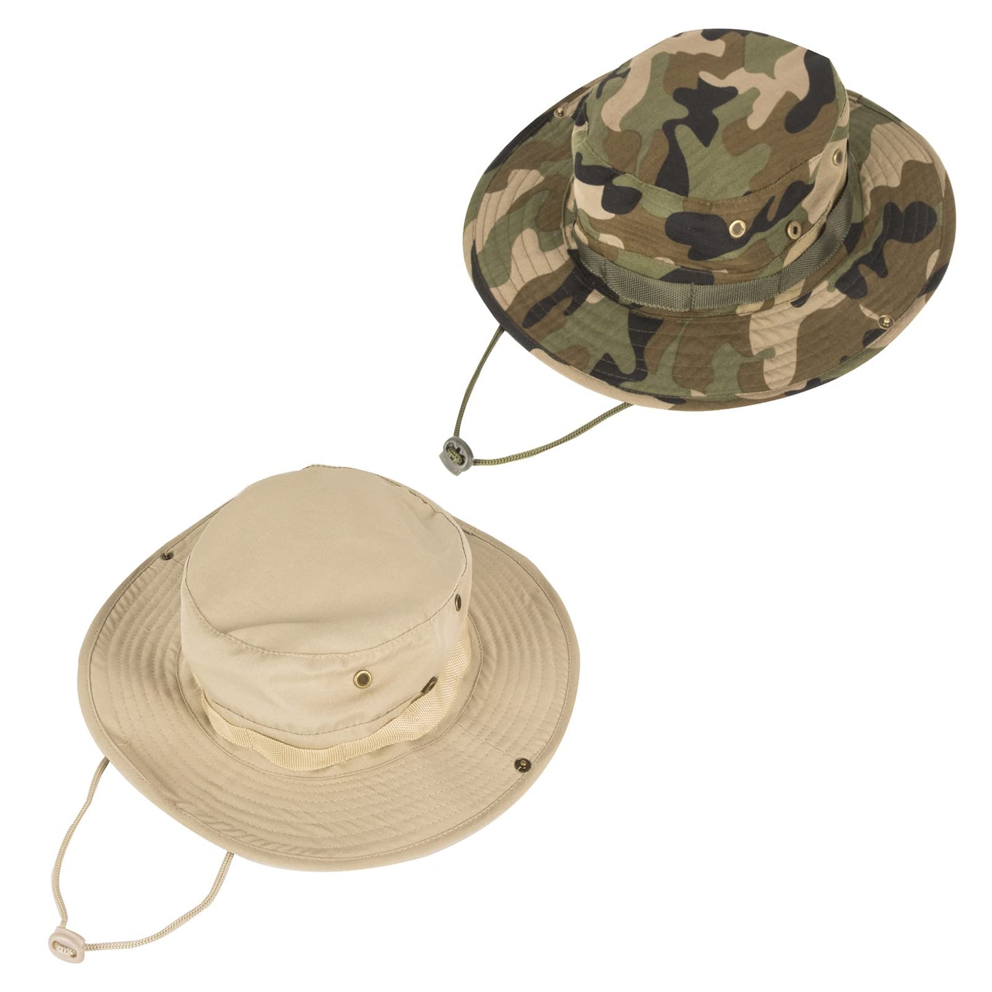 Sun Hats for Men Women Bucket Hat UPF 50+ Boonie Hat Foldable UV Protection Hiking Beach Fishing Summer Safari(2pack-Jungle Camo+Beige)