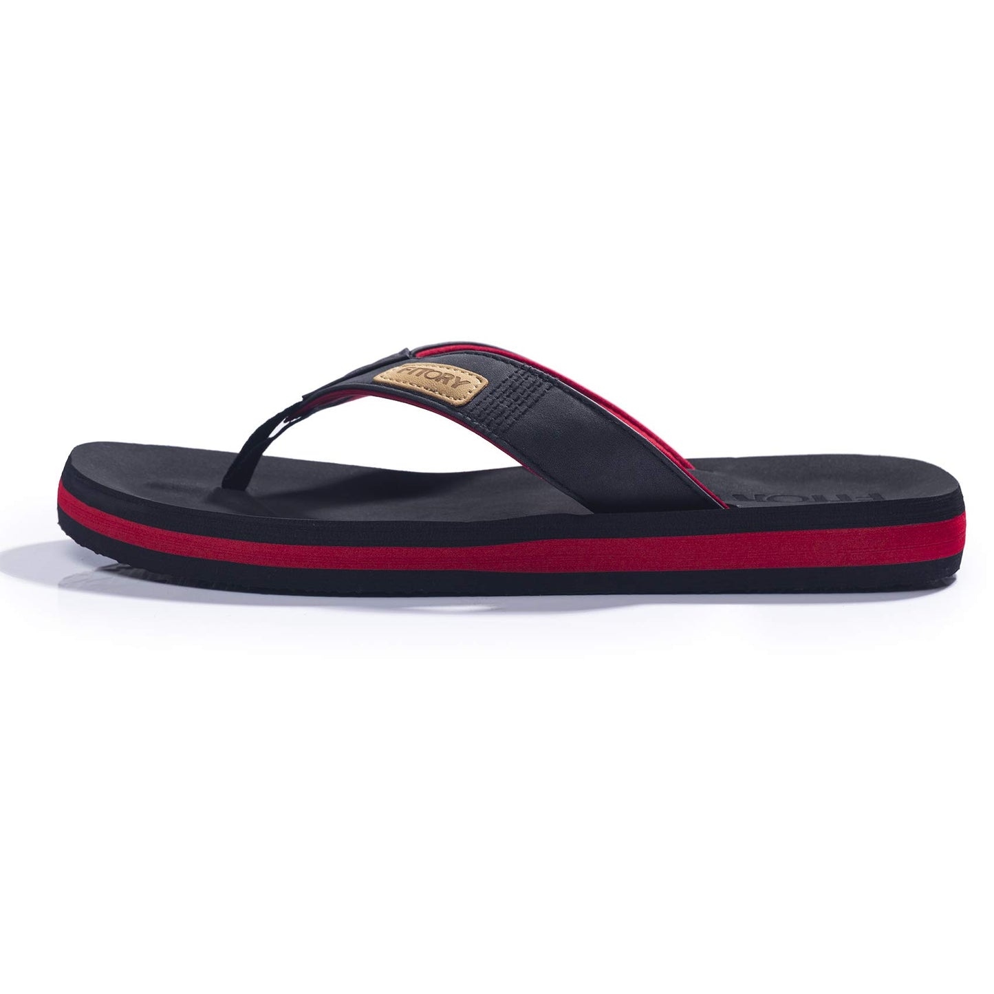 FITORY Men's Flip-Flops, Thongs Sandals Comfort Slippers for Beach Black/Red Size 6