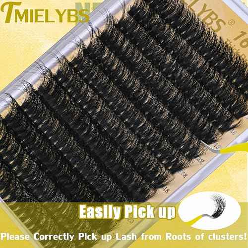 Lash Clusters 16-22mm Long Cluster Eyelash Extensions Thick D C Eyelash Clusters 240pcs Waterproof Individual Lashes Soft Wispy False Eyelashes DIY Volume Lash Extension at Home, by TMIELYBS