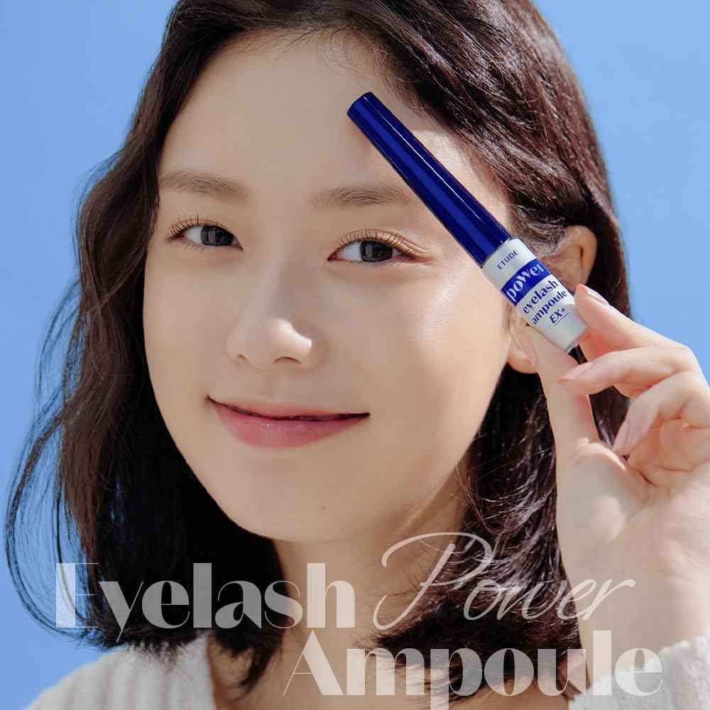 ETUDE Power Eyelash Ampoule 1+1 Set, Lash and Brow Treatment, Caffeine-Infused, Ultra Slim Tip, Lash Booster, Korean Makeup, Beauty (1.31 Fl Oz)