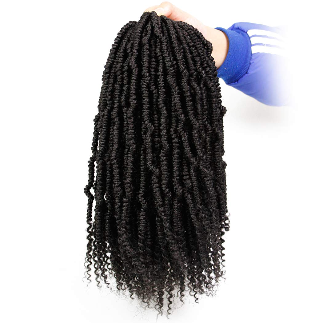 Bomb Twist Crochet Hair 14 Inch 6 Packs Mini Passion Twist Crochet Hair for Black Women Pre-looped Spring Twist Crochet Braids Nubian Twist Synthetic Hair Extension (1B#)