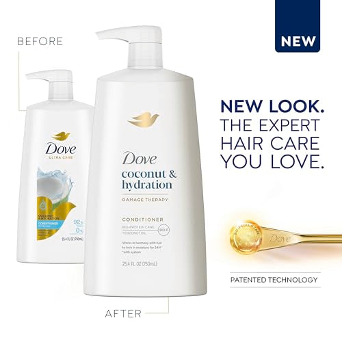 Dove Ultra Care Coconut & Hydration Conditioner for Dry Hair with Jojoba and Sweet Almond Oils, 25.4 oz