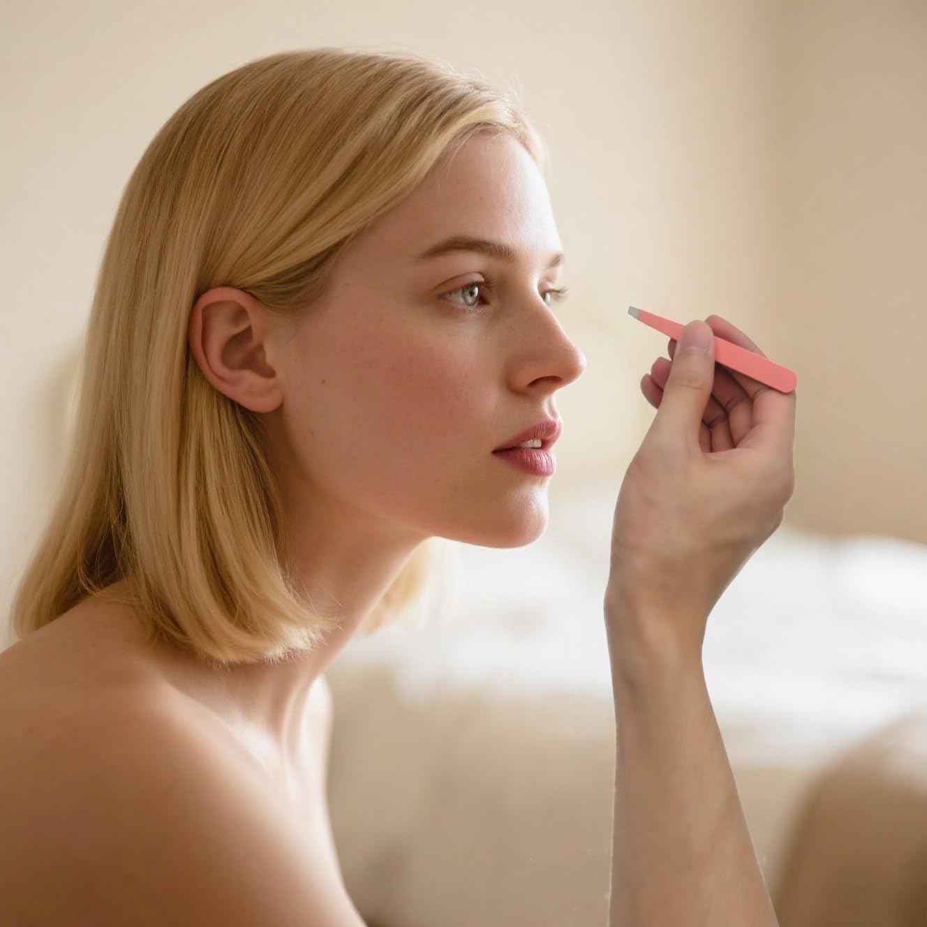 [4+1 Pieces] Tweezers set with pink travel case,Professional Facial Hair Tweezers,Daily Grooming & Plucking Tools for Men & Women,Multi-purpose as Eyebrows Facial Hair Ingrown Hair Removal,Fine Gifts