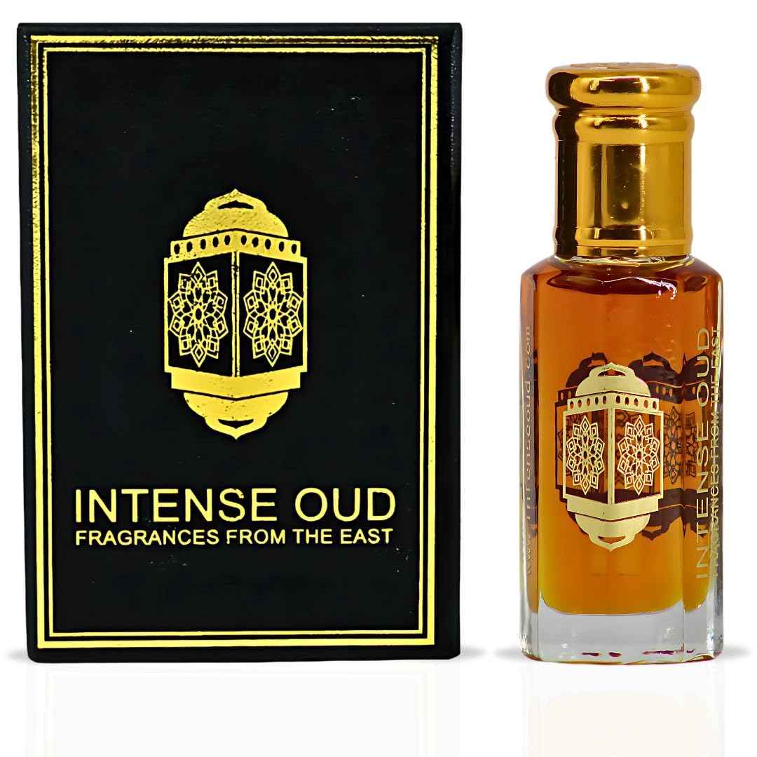INTENSE OUD Dark Oud Ispahan Long Lasting Arabian Perfume Oils for Women 12ML (0.40 OZ) Fragrance Oil With Rose, Saffron & Oud Notes – Concentrated Perfume Oil & Elegant Gift for Women in Black Box